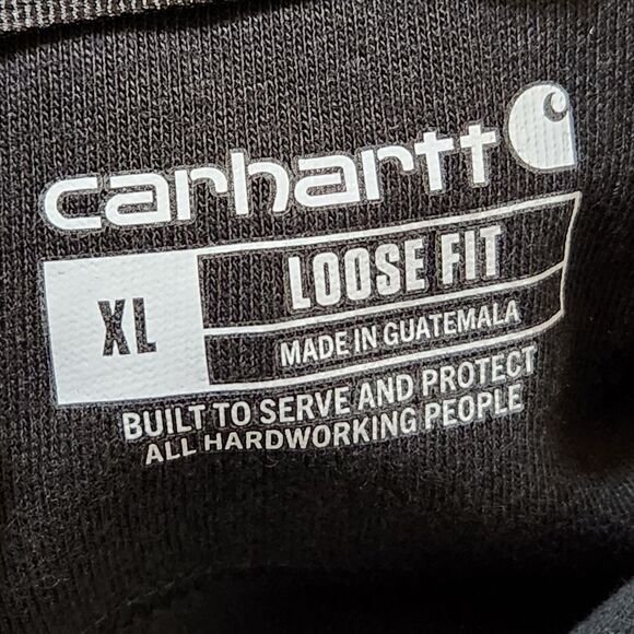 Carhartt Men’s XL Hoodie – Black Loose Fit Midweight Pullover Sweatshirt - Picture 8 of 8